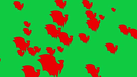 halloween bat - halloween concept - bats flapping their wings upwards -  loopable - hundreds of bat rush upwards - halloween - halloween flying bats endless loop - bat loopable - chroma key background - red color - а flock of bats