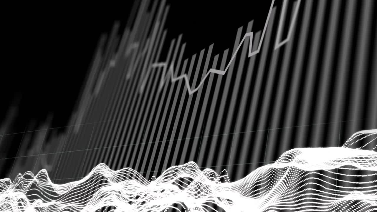 Animation of moving white topographical lines over grey graph on black background