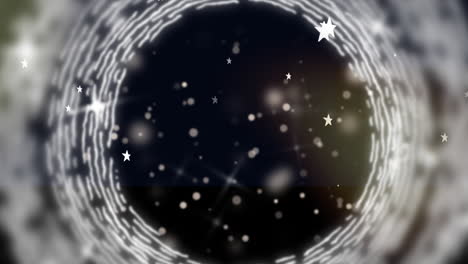 animación de formas blancas giratorias sobre las estrellas