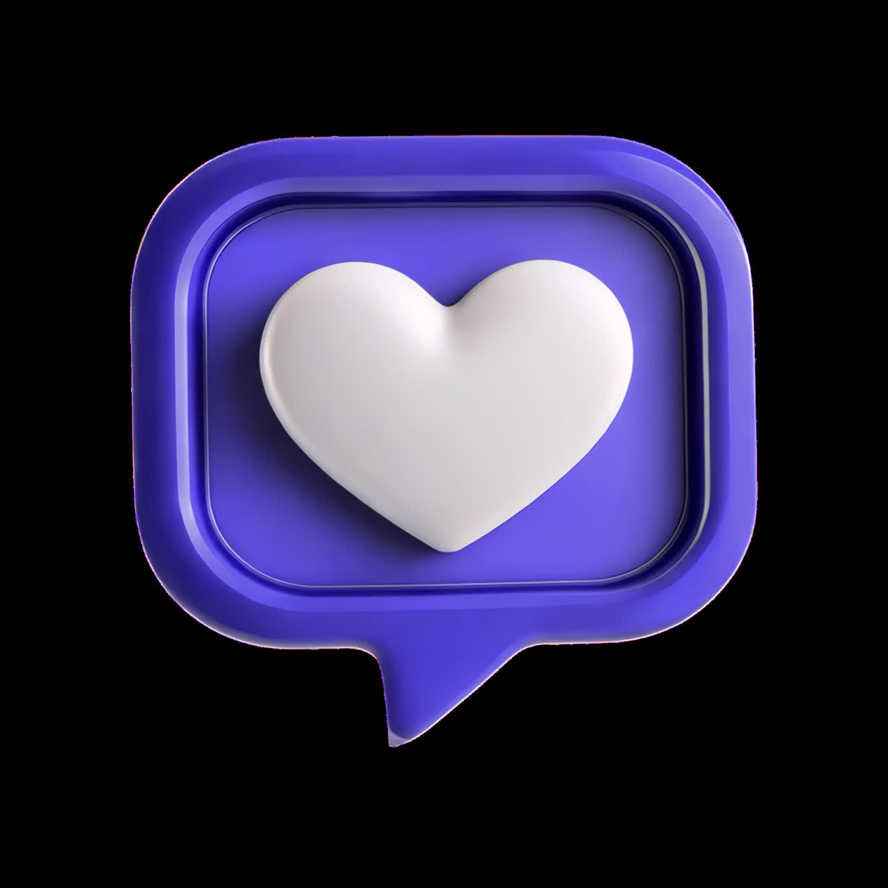 Heart in speech bubble animation isolated asset, transparent 4K video, alpha channel, ProRes 4444