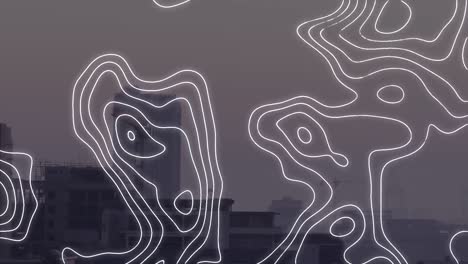 animación de líneas en movimiento sobre el paisaje urbano