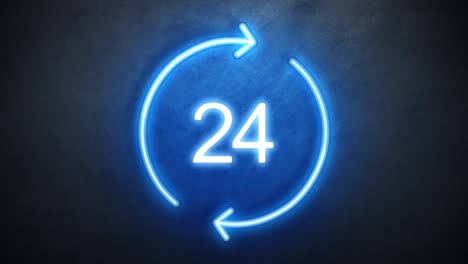 clock neon sign with arrow. countdown timer animation seamless. looped.