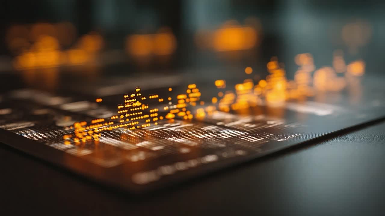 A Dynamic Visualization of Data Patterns with Vibrant Orange Light Representing Information Flow and Analysis on a Dark Background