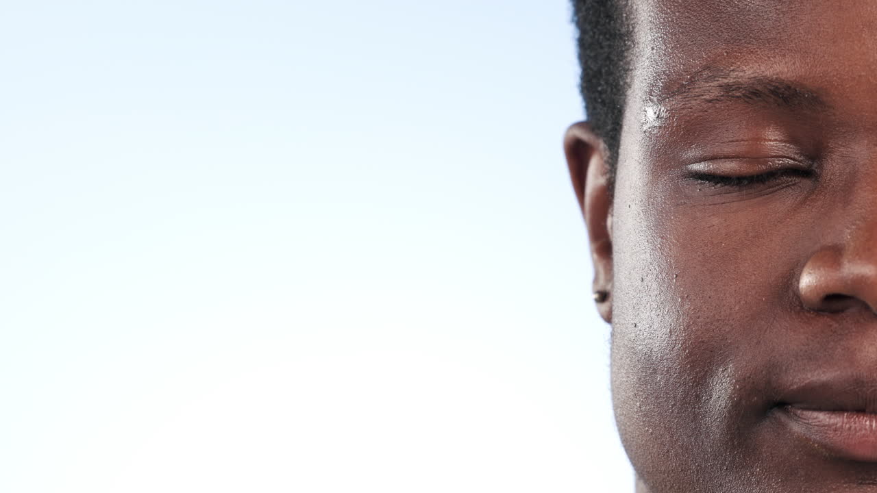 Happy black man, face and teeth on mockup