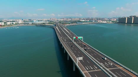 aerial photo of cross sea bridge，sea crossing bridge