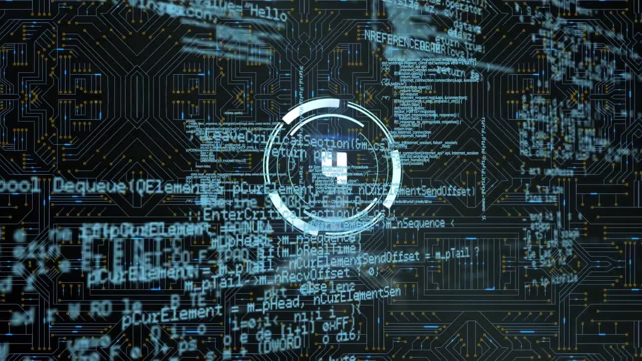 Animation of count down and data processing on black background