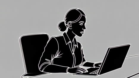 businesswoman working on laptop silhouette