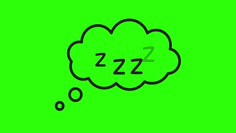 sleeping zzz in the cloud on a green screen. sleep concept. 4k animation