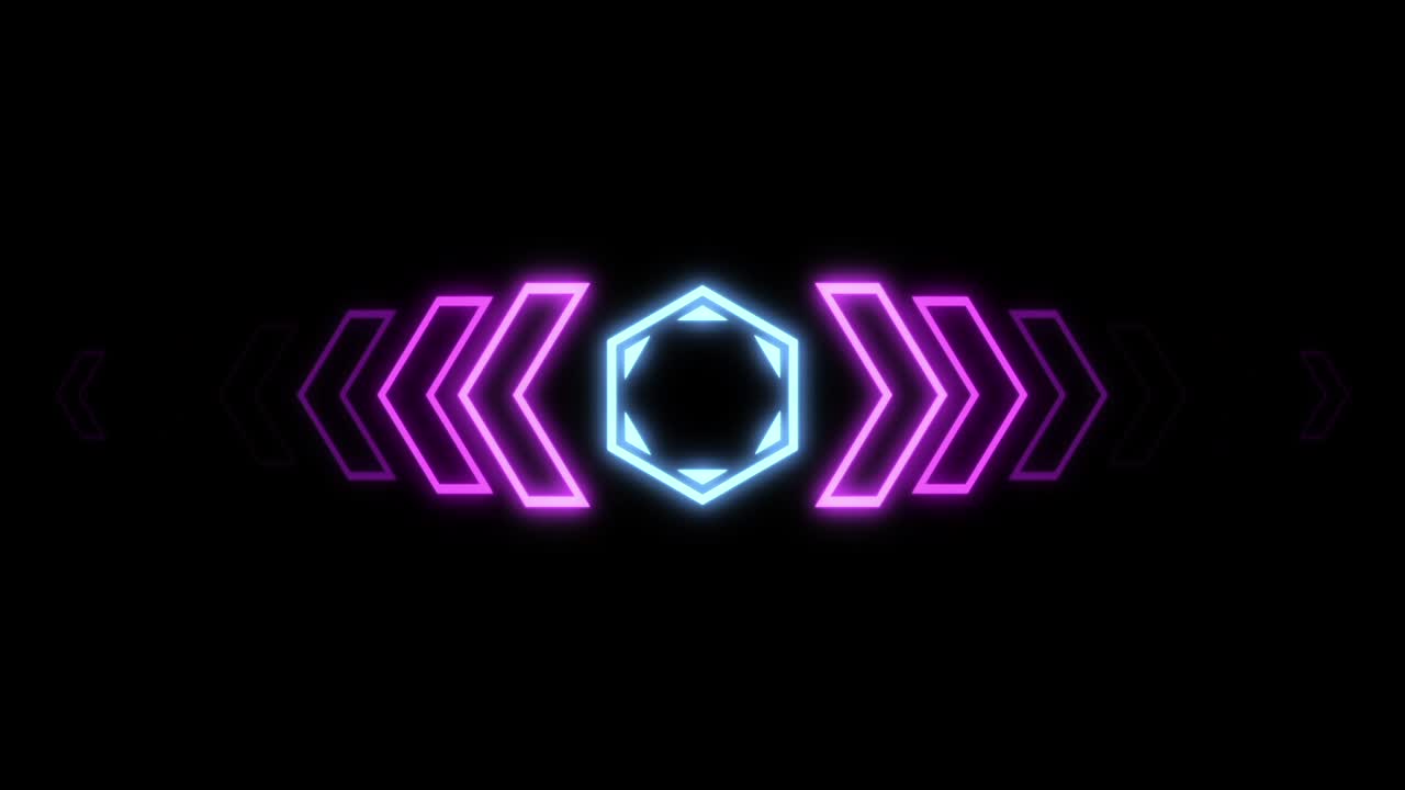 Neon Geometric Shapes on Black Background