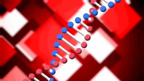 Animation-Des-DNA-Strangs-Auf-Rotem-Hintergrund