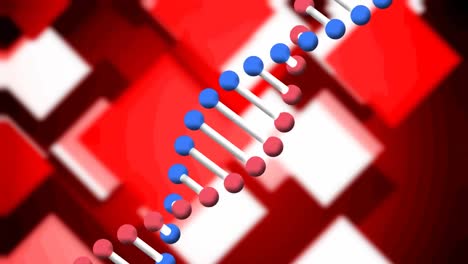 animation of dna strand on red background