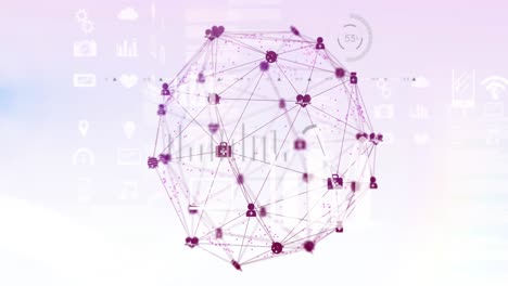 Animation-of-globe-and-connections-over-data-processing-and-icons