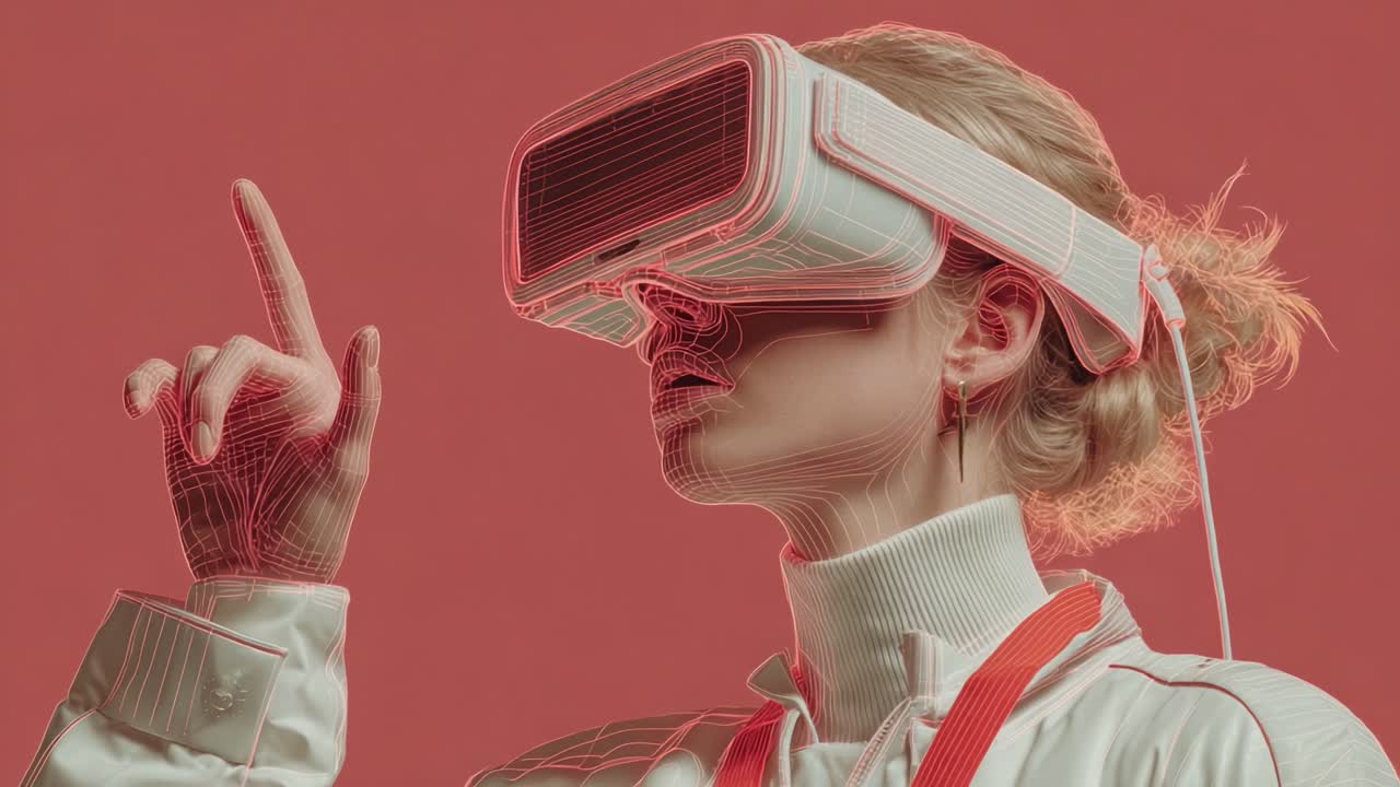 Immersive Virtual Reality Experience: A Focused Individual Engages with Cutting-Edge VR Technology, Illustrating the Future of Interaction and Entertainment