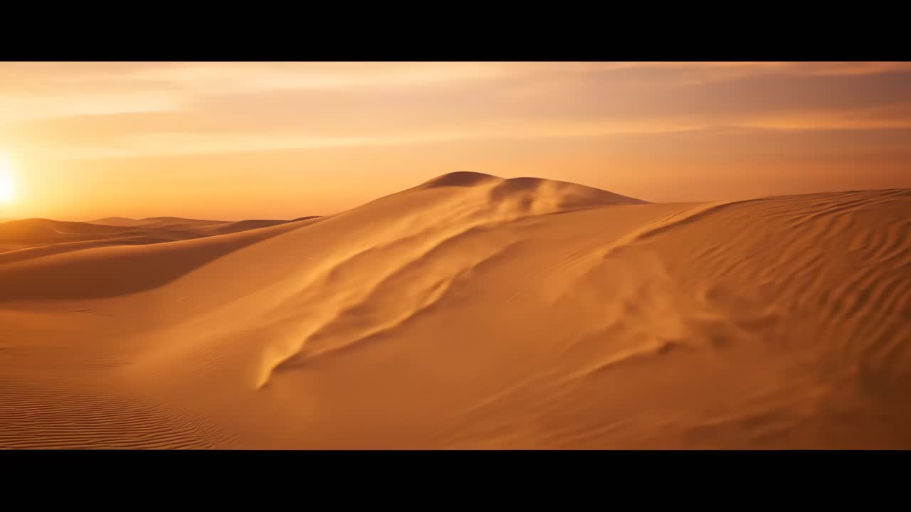 Statue in the desert at sunset