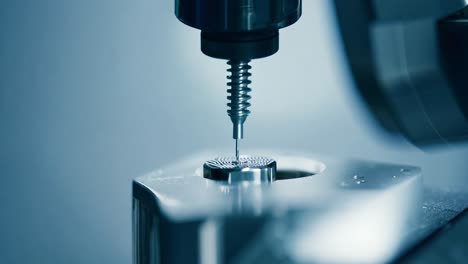 primer plano de una máquina herramienta en un entorno de fábrica
