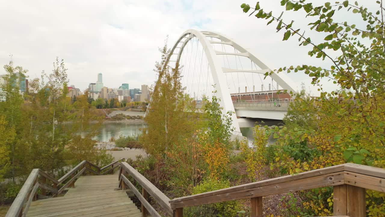 Wooden Stairs At Walterdale Bridge Edmonton