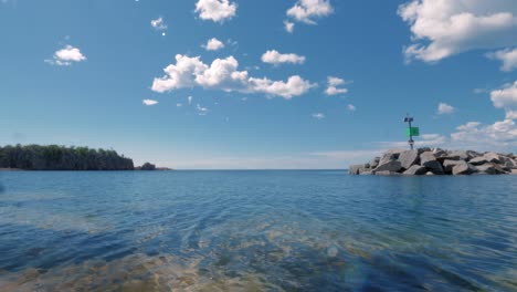 the calm relaxing waters of lake superior at taconite harbor in minnesota