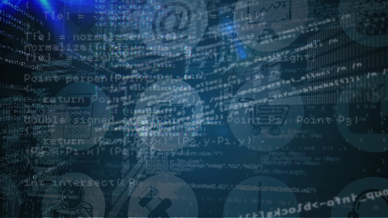 animación del procesamiento de datos sobre un fondo negro