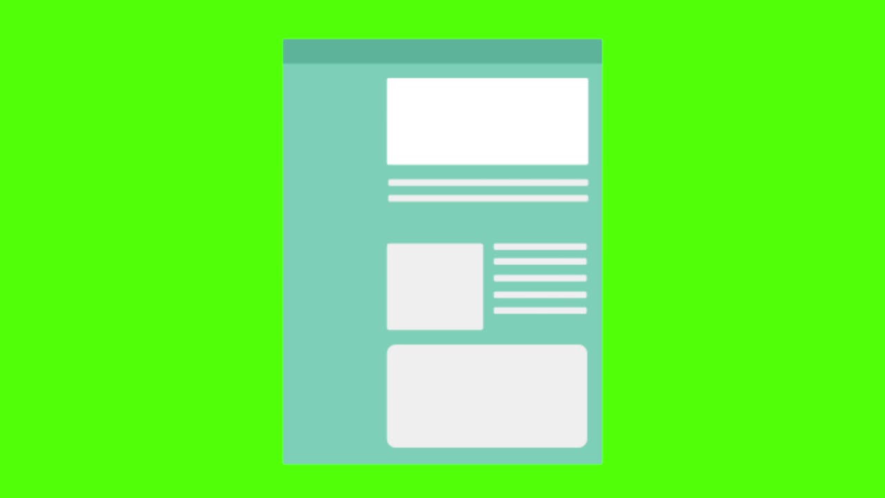 vector design of a site page on a green screen background