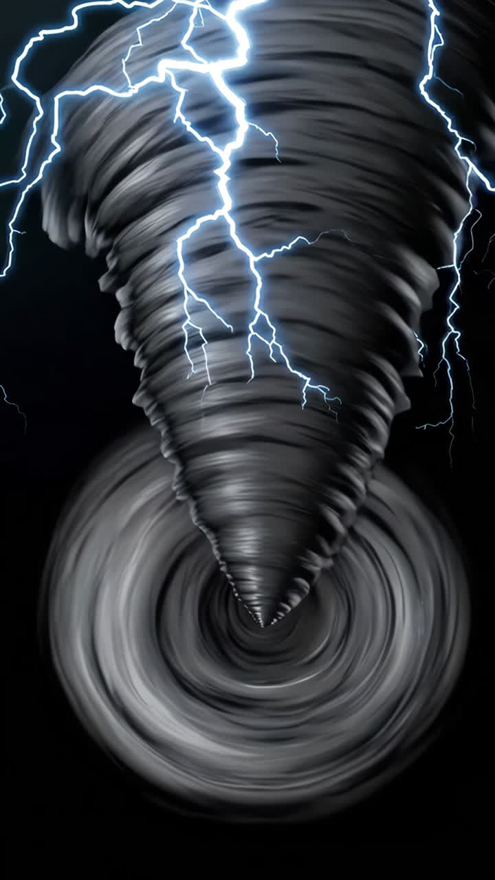 Powerful Tornado Vortex with Lightning