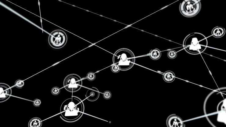 Animation of networks of connections with icons