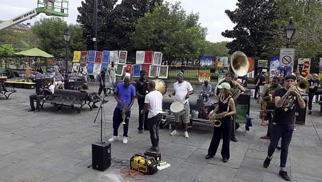 a band entertaing at jackson square in new orleans