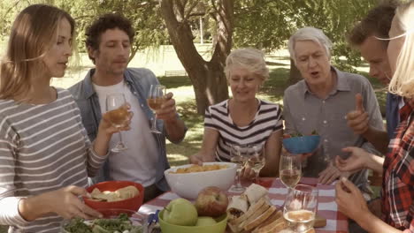 la familia tiene una comida juntos