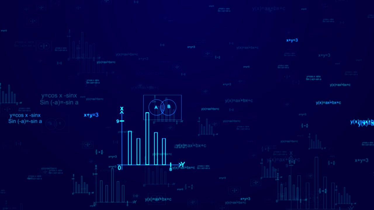 Mathematical math formulas blue cybersecurity molecular digital made of binary code calculating