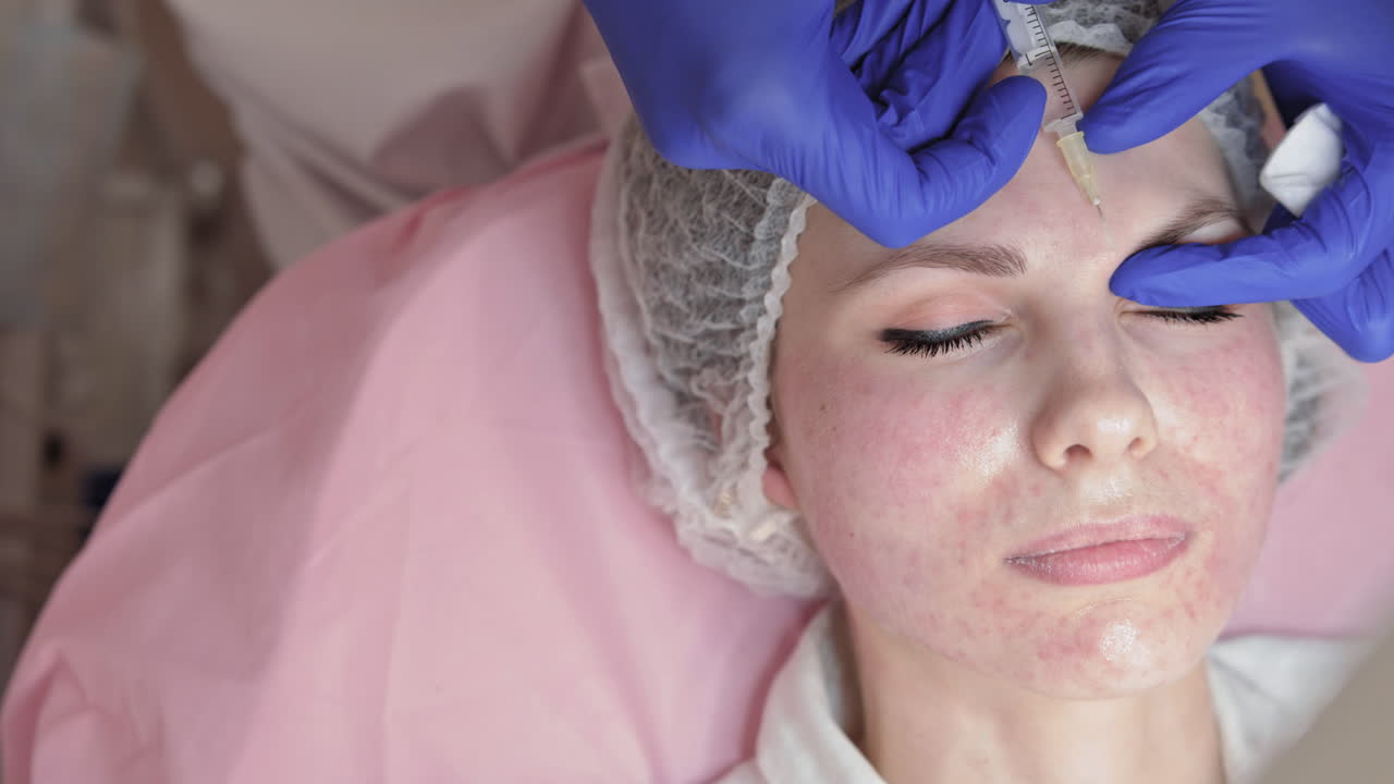 Woman Receiving Facial Injection Treatment