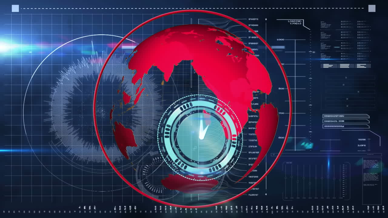 animación del reloj sobre el globo y procesamiento de datos en pantalla