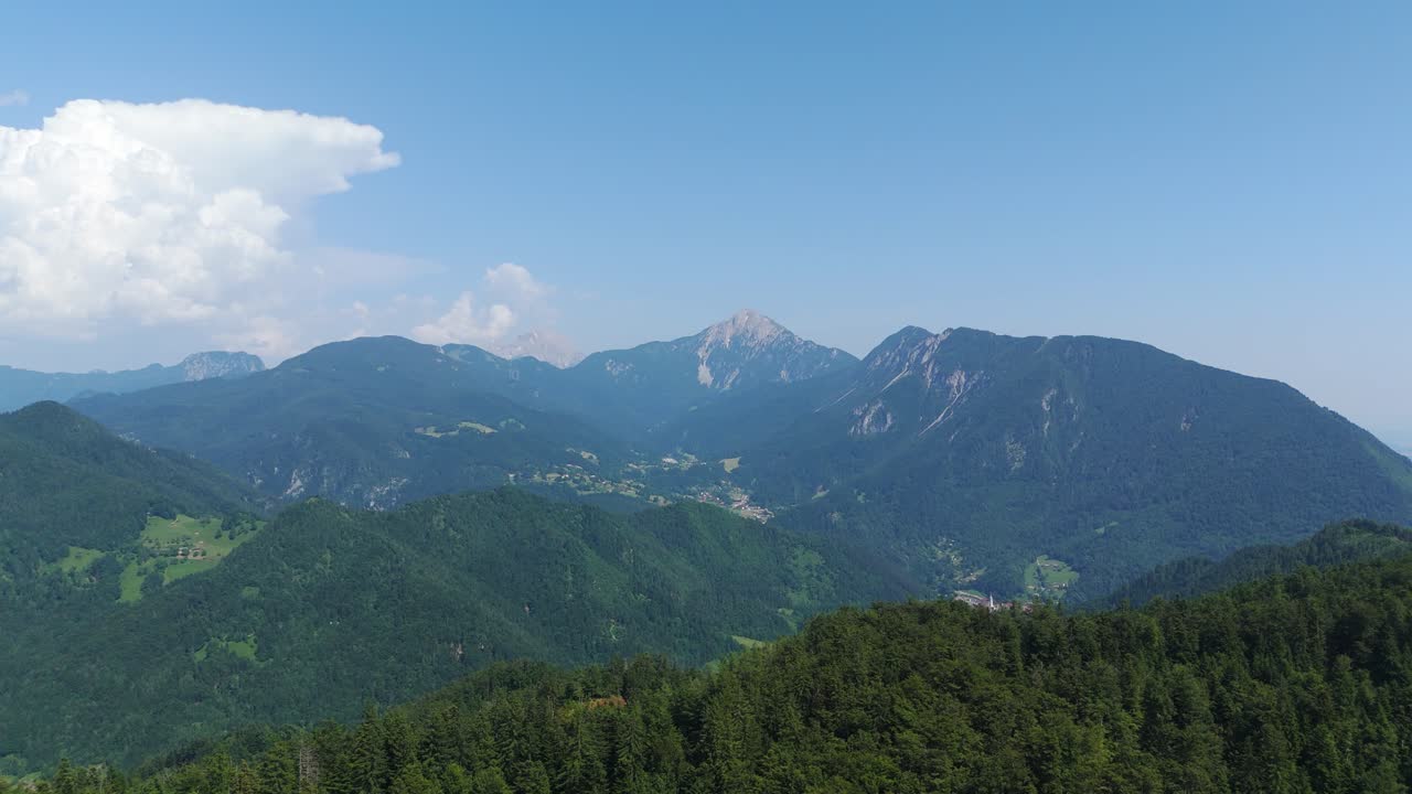 View over the Kamnik Mountains in the Savinja Alps of Slovenia.