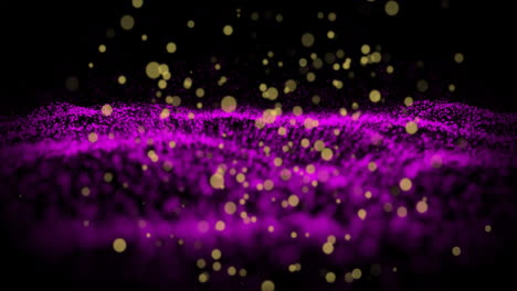 Animation-Von-Gelben-Und-Violetten-Lichtpunkten-Auf-Schwarzem-Hintergrund