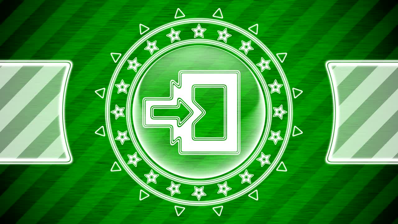 서클 모양의 로그인 아이콘과 녹색 줄무 배경.