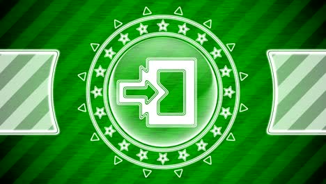 icono de inicio de sesión en forma de círculo y fondo a rayas verdes. ilustración.
