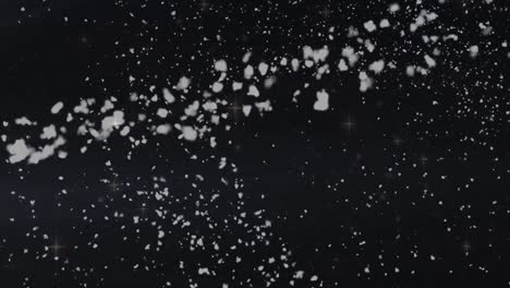 animación de estrellas y copos de nieve sobre fondo negro