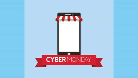 cyber monday animation with smartphone