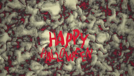 animación de texto feliz de halloween en fondo móvil rojo y blanco