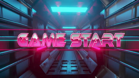 animación del texto de inicio del juego a través del túnel digital