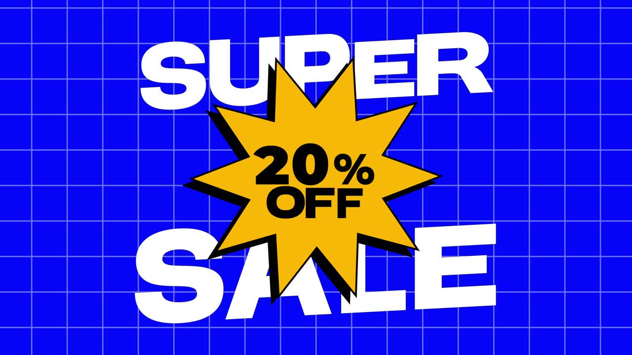 Grafica animata per promozione Super Saldi con sconto del 20%