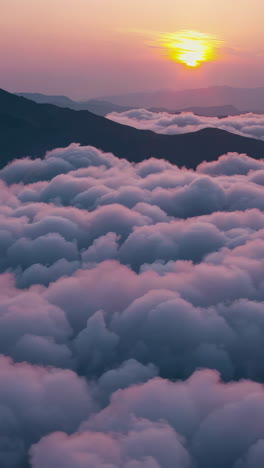 sunrise or sunset over mountains with pink clouds