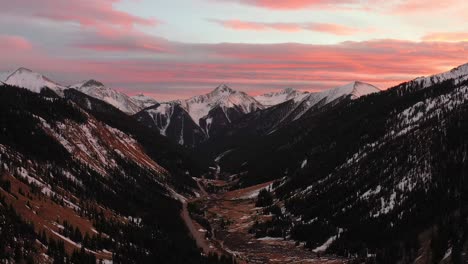 sunset in rocky mountains along million dollar highway in colorado