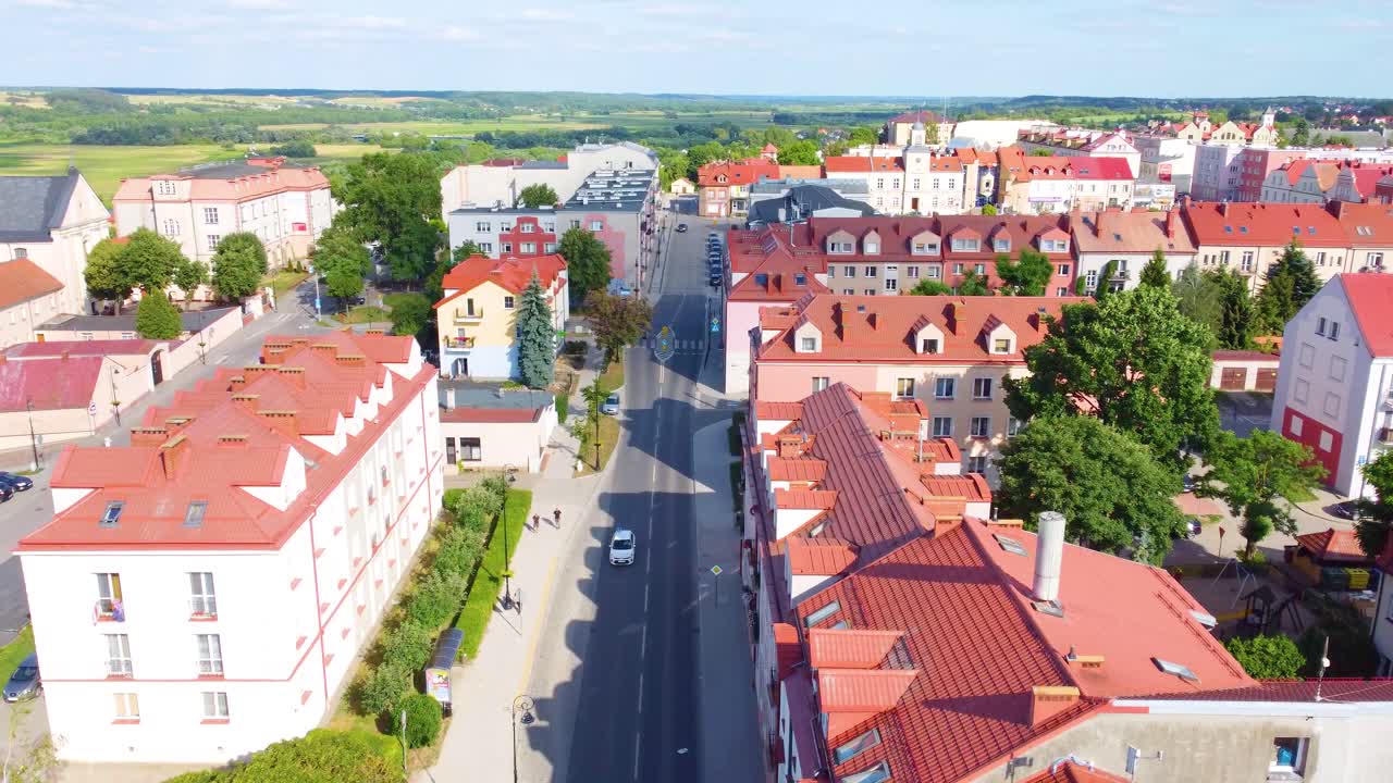 Aerial View of a Charming Town in Poland