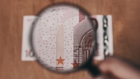 Ten Euro Under Magnifying Glass