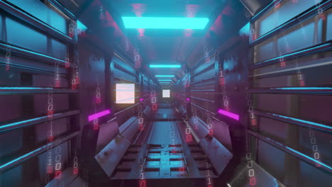 animation of data processing over futuristic corridor