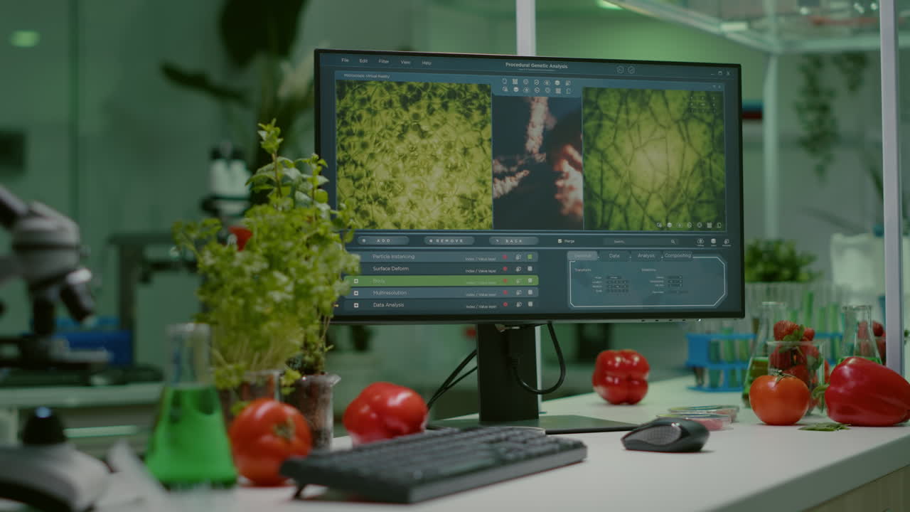 Empty microbiology laboratory with nobody in it equipped with professional medical equipment