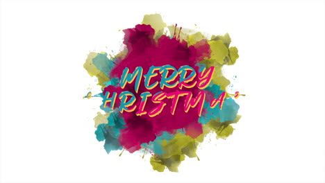 merry christmas text with colorful brush on white background