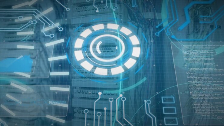 Animation of digital interface over server room
