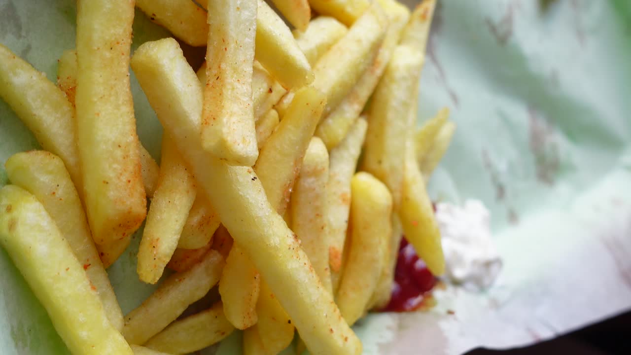 Gustose patatine fritte con condimenti