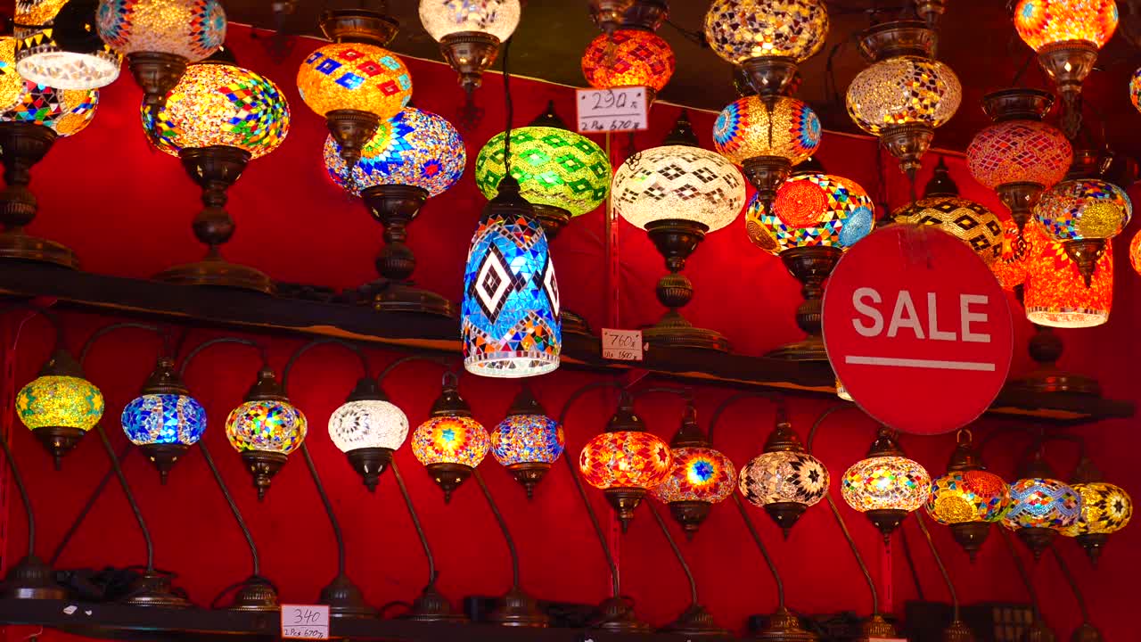 Colorful Mosaic Lamps on Display