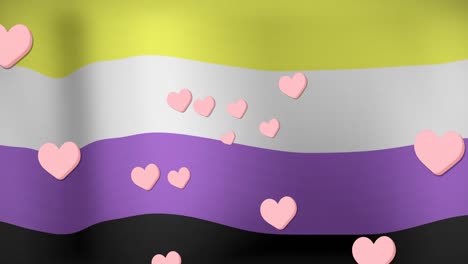 Animation-of-hearts-floating-over-striped-flag